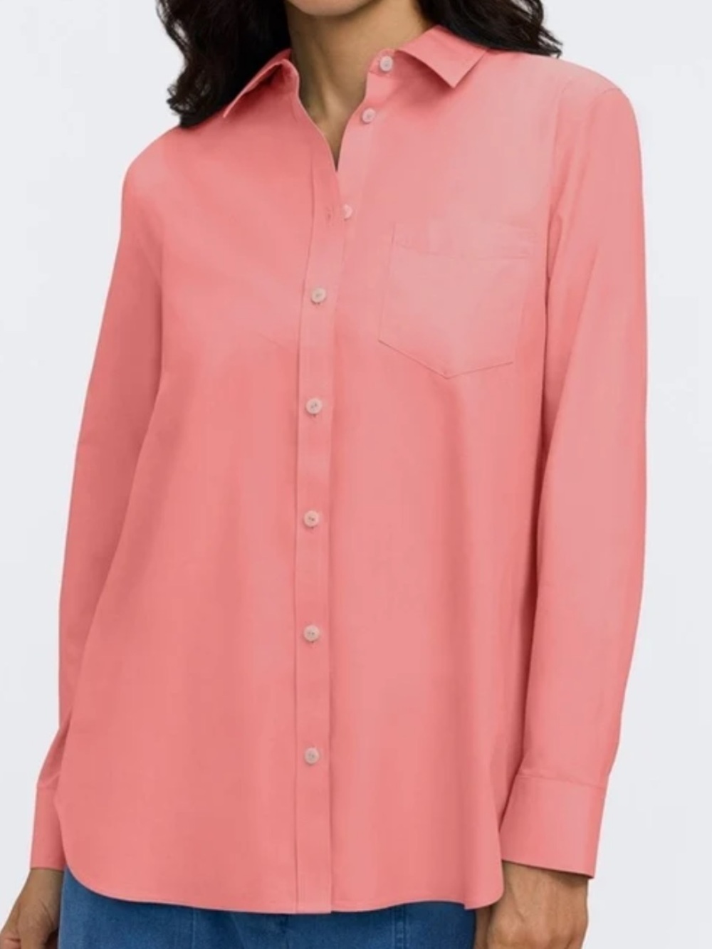 NWOT Foxcroft no iron button down shirt size 10P pink coral